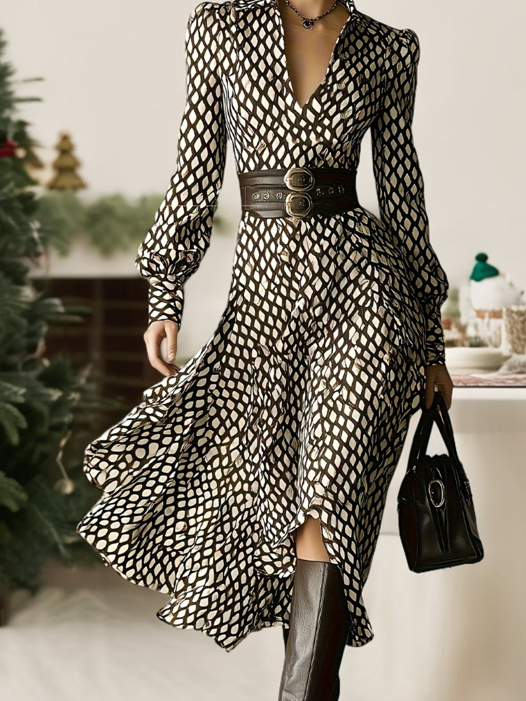 Zara lizzy | Vintage Rhombus Print Dress